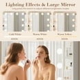 thumbnail image 3 of Yiwa Coiffeuse avec Miroir à DEL, Éclairage à Intensité Réglable, 2 Tiroirs, 6 Étagères, Support pour Séchoir à Cheveux et Tabouret Réglable, 3 of 8