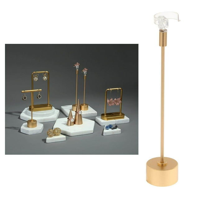 Langgg Gold Jewelry Display Earrings Stand Display Necklace Organizer Display Multi-Functional Rack for Bracelet 3x1.5x14cm Round Base
