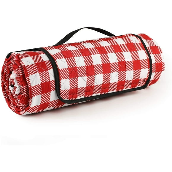 Outdoor Picnic Blankets, 79''x79'' Picnic Blanket Waterproof Foldable,Great for Beach, Camping On Grass. (Red and White)