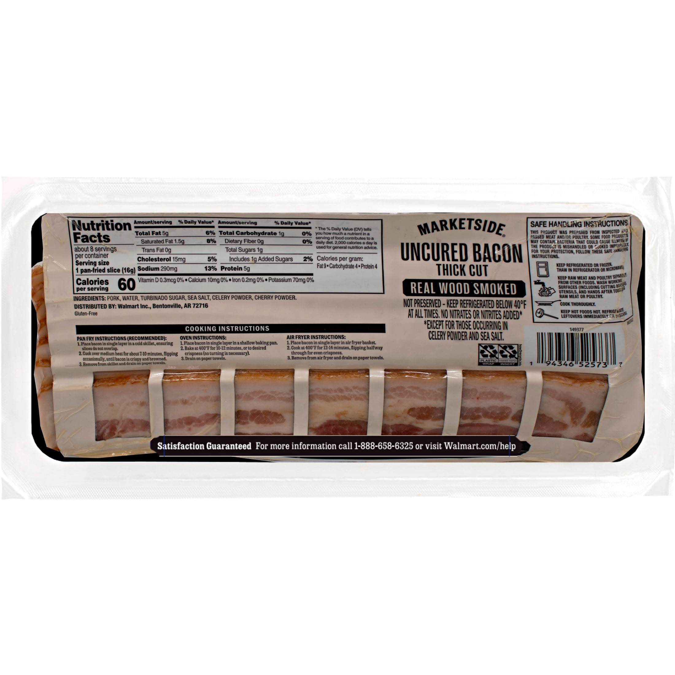 Marketside Uncured Thick Cut Bacon, 12oz