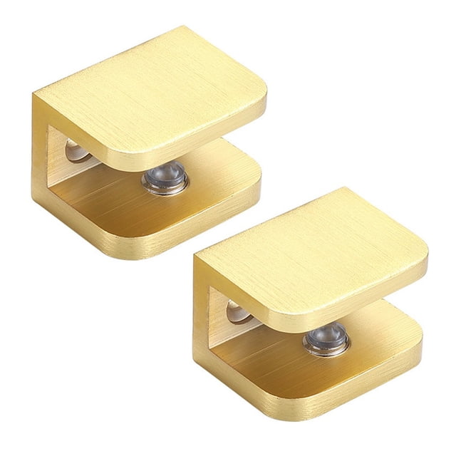 2Pc Glass Shelf Support Clamp Brackets Clip Gold Shelves 8Mm-12Mm L