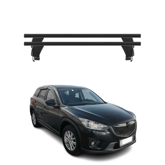 OMAC Top Roof Racks Cross Bars fits Mazda CX-5 2013-2016 2 Pcs Black Aluminium Anti-Theft for Travel Kayak Canoe Surf Ski Snowboard Camping