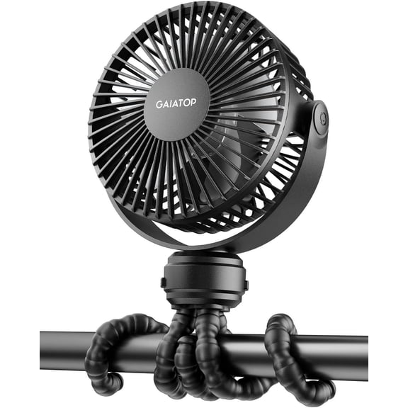 Mini Portable Stroller Fan, Battery Operated Small Clip on, Detachable 3 Speed Rechargeable, 360° Rotate Flexible Tripod Better Cooling for Car Seat Crib Treadmill