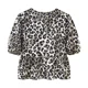 thumbnail image 2 of Camisa de leopardo para mujer, Top corto de verano, Blusa de manga abullonada con cierre de cordones, ropa nueva, 2 of 5