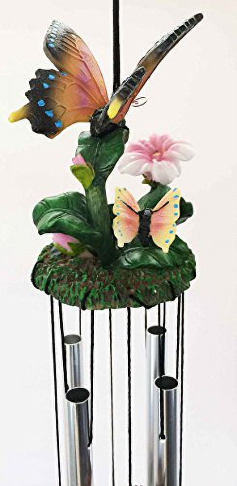 Mariposa Butterfly Flitting On Petal Resonant Relaxing Wind Chime Garden Patio