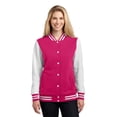 thumbnail image 1 of Discontinued  Sport-Tek ®  Ladies Fleece Letterman Jacket. Lst270 4Xl Pink Raspberry/ White, 1 of 1