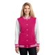 thumbnail image 1 of Sport-Tek® Ladies Fleece Letterman Jacket. LST270 Rosa Frambuesa/ Blanco 4XL deporte-tek LST270, 1 of 1