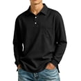 thumbnail image 2 of IAJDKMEK Men's Long Sleeve Collared Shirts - Lapel Button Front, Lightweight Breathable Tops, Casual Button Down Shirt for Men, Ideal Office or Weekend,Black S, 2 of 9