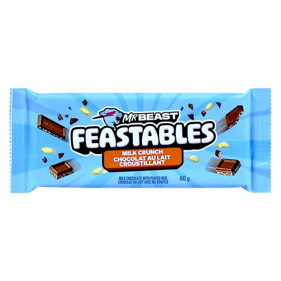 MR BEAST FEASTABLES Milk Crunch Chocolate Bar, 60g/2.1 oz. Bar