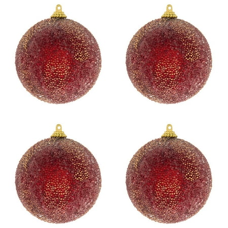 Red Beaded Ball Ornaments Large Christmas Tree Ornaments 4