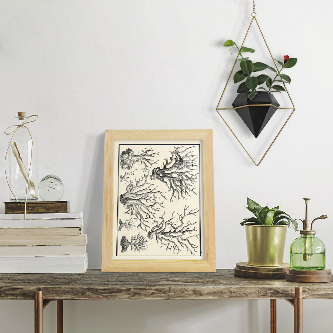 Aegean Collection III -Framed Print w/glass-Natural Wood