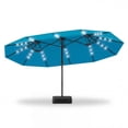 thumbnail image 1 of Gymax 15 FT Double-Sided Patio Umbrella w/48 Solar LED Lights Base Included for Pool Turquoise, 1 of 10