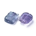 thumbnail image 2 of 2pcs Carved Natural Fluorite Beads Beckoning Cat/Maneki Neko 16.5x13x6mm Hole: 0.8mm, 2 of 2