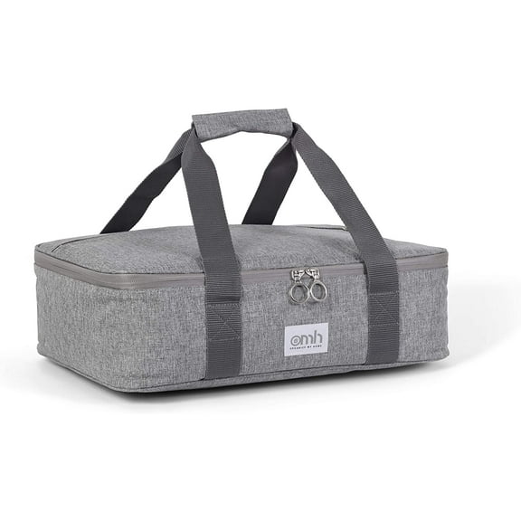 OMH ORGANIZE MY Home-Insulated Casserole Carrying Case for Hot or Cold Food Storage, Perfect for Potlucks, Parties, Picnics, and Cookouts-Gray
