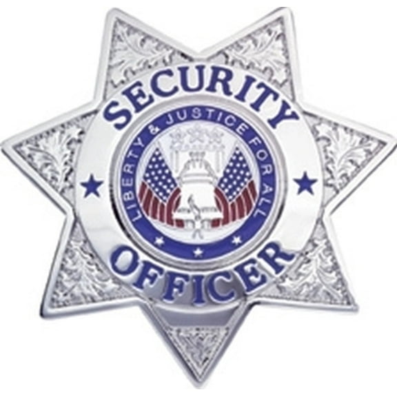Hero's Pride 3" SECURITY OFFICER Star Emblem Badge – Silver Plated, 7-Point, Durable Pin Back