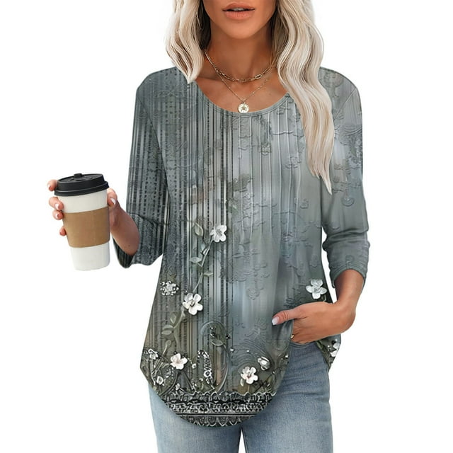 Weiqiqre T Shirts for Women Pleated Summer Tops 2025 Ruffle Bell Sleeve Fasion Trendy Spring Blouses