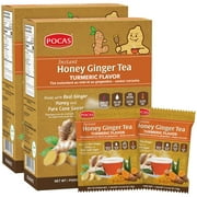 POCAS Instant Honey Ginger Tea with Turmeric  2-Pack (40 Sachets), Caffeine-Free, Gluten-Free