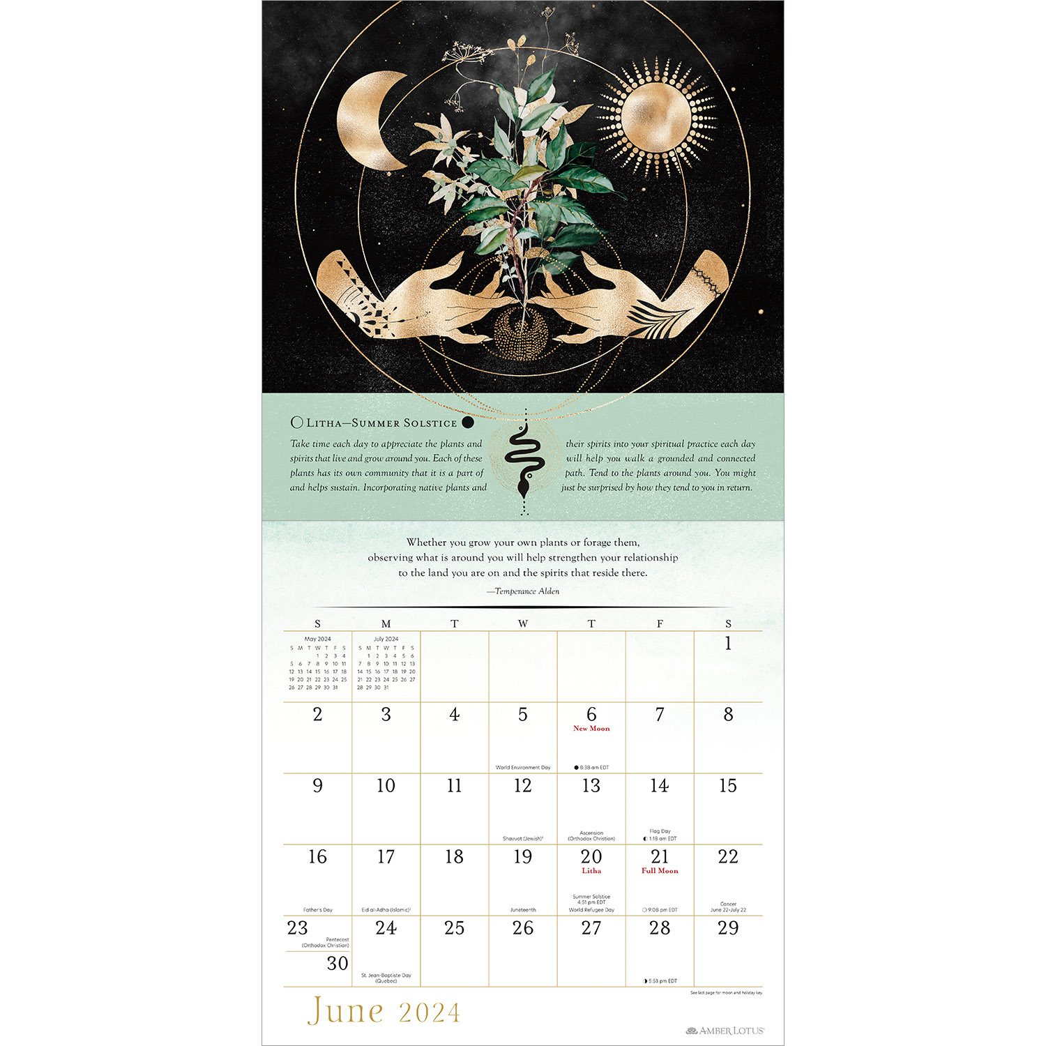 Year of the Witch 2024 Wall Calendar: Seasonal Intuitive Magick by Temperance Alden | 12" x 24" Open | Amber Lotus Publishing