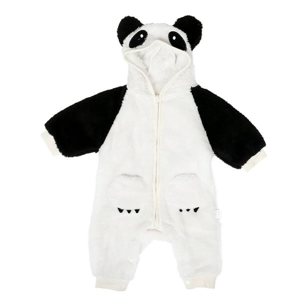 Body de invierno con diseño de panda para recién nacidos, niños y niñas, adorable ropa de felpa de manga larga, cálida y acogedora para clima frío, 66 cm