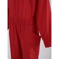 thumbnail image 4 of iiniim Kids Girls Casual Jumpsuit Rompers One Piece Long Sleeve Half Zip Overalls Cargo Pants Red 6, 4 of 7
