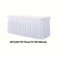 thumbnail image 1 of PENGX Nappe Élastique en Polyester Spandex - Housse Extensible Plissée pour Mariage Anniversaire Bachelor Bar Mitzvah Événements - Jupe de Table de Banquet Résistante aux Plis pour 4/6/8f, 1 of 7