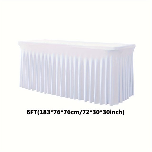 PENGX Nappe Élastique en Polyester Spandex - Housse Extensible Plissée pour Mariage Anniversaire Bachelor Bar Mitzvah Événements - Jupe de Table de Banquet Résistante aux Plis pour 4/6/8f
