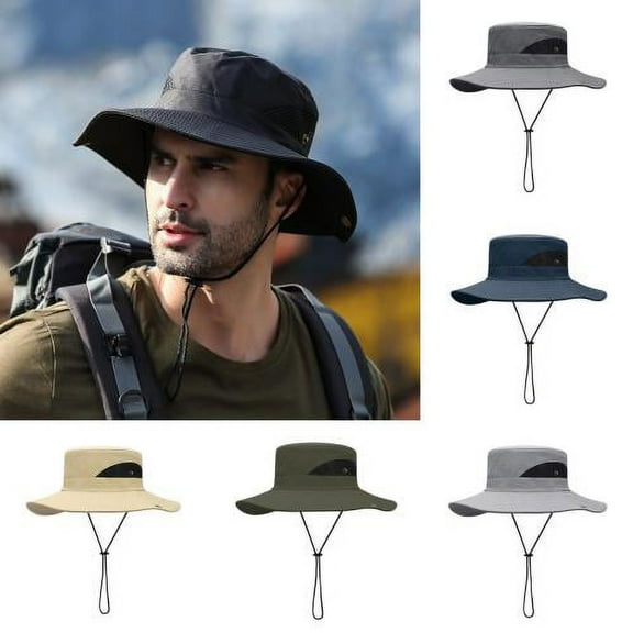 Zhaomeidaxi Big Brim Mens Hat Breathable Outdoor Uv Camping Hat Sunshade Multi function 360 degree and Waterproof Daily Life