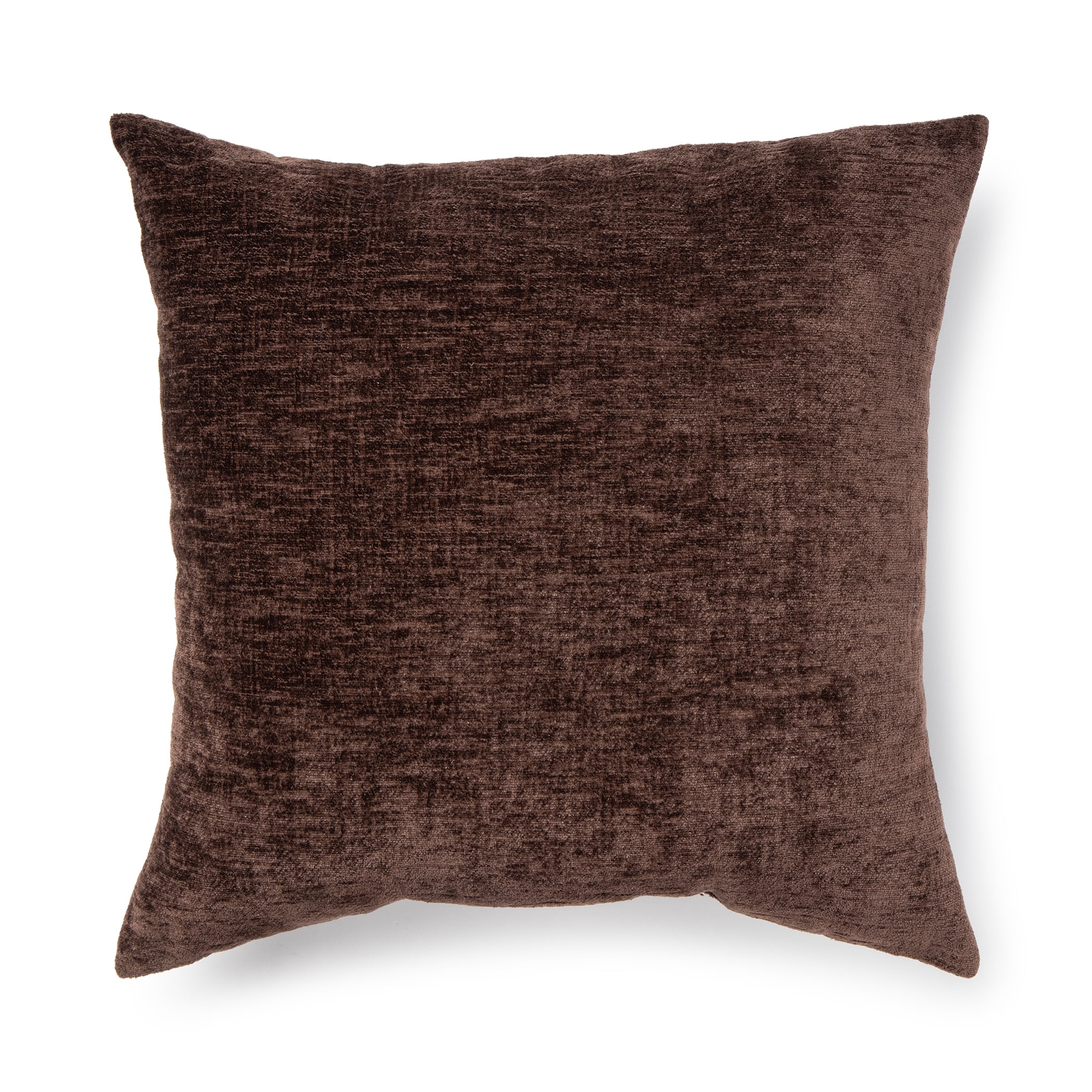 Mainstays Chenille Decorative Pillow, 18 in x 18 in Square, Chocolate, 2 Pack