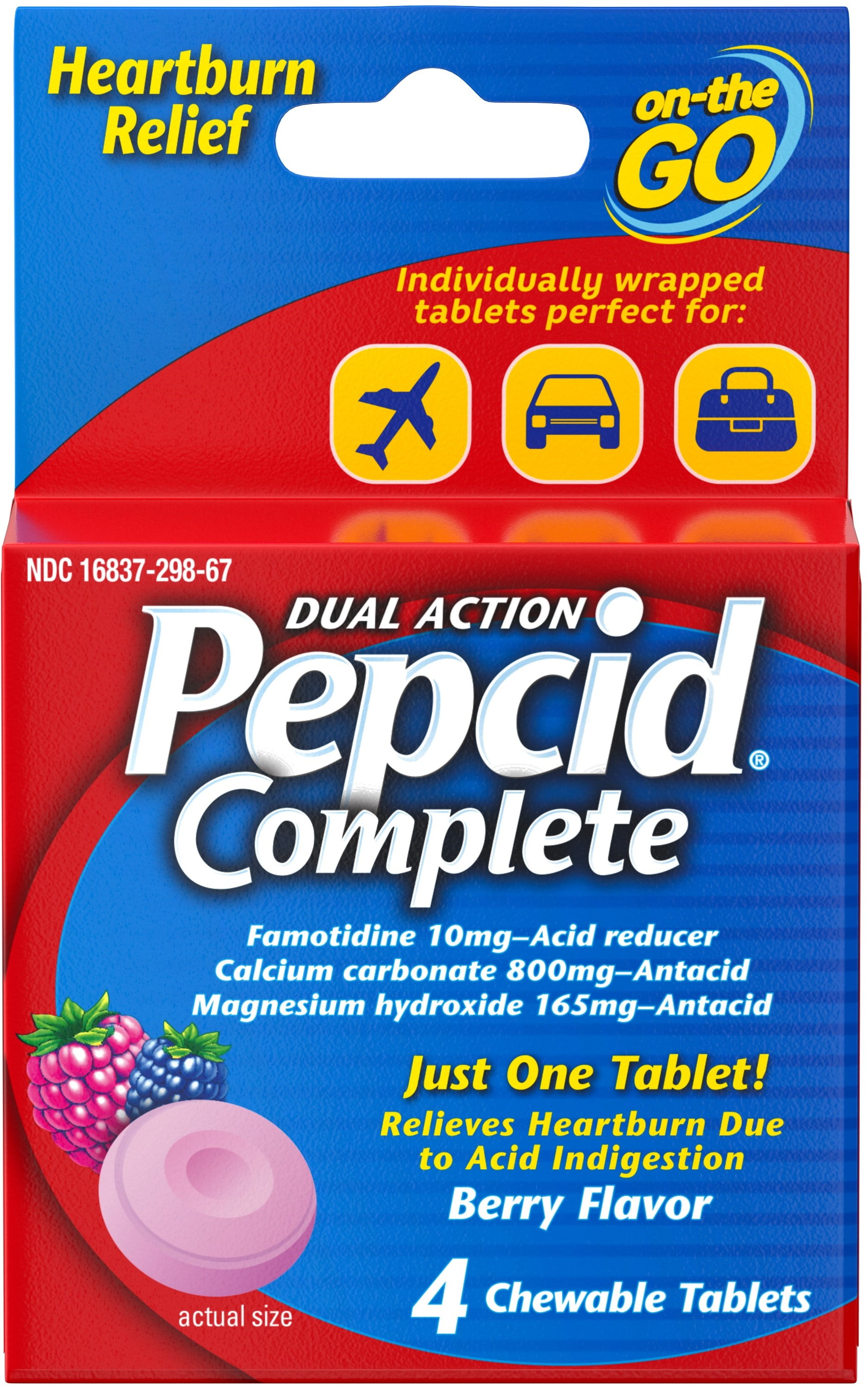 Buy Pepcid Complete Dual Action Acid Reducer Antacid Chewable Tablets Berry Flavor 4 Ct 1 Ea