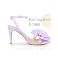 thumbnail image 3 of BLISSFUL STEP Mother's Day Flower Open Toe Slingback Stiletto Heels Ankle Strap Sandals for Women Purple 11, 3 of 6