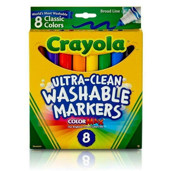 Crayola C07808 8 Count Ultra-Clean Washable Markers with Broad Line