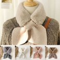 thumbnail image 2 of Cuello de piel de imitación de conejo, bufanda de felpa cruzada, cálida, a la moda, para invierno Fivean unisex, 2 of 2
