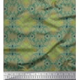 thumbnail image 1 of Soimoi Green Cotton Jersey Fabric Moroccan Damask Print Sewing Fabric Yard 58 Inch Wide, 1 of 3