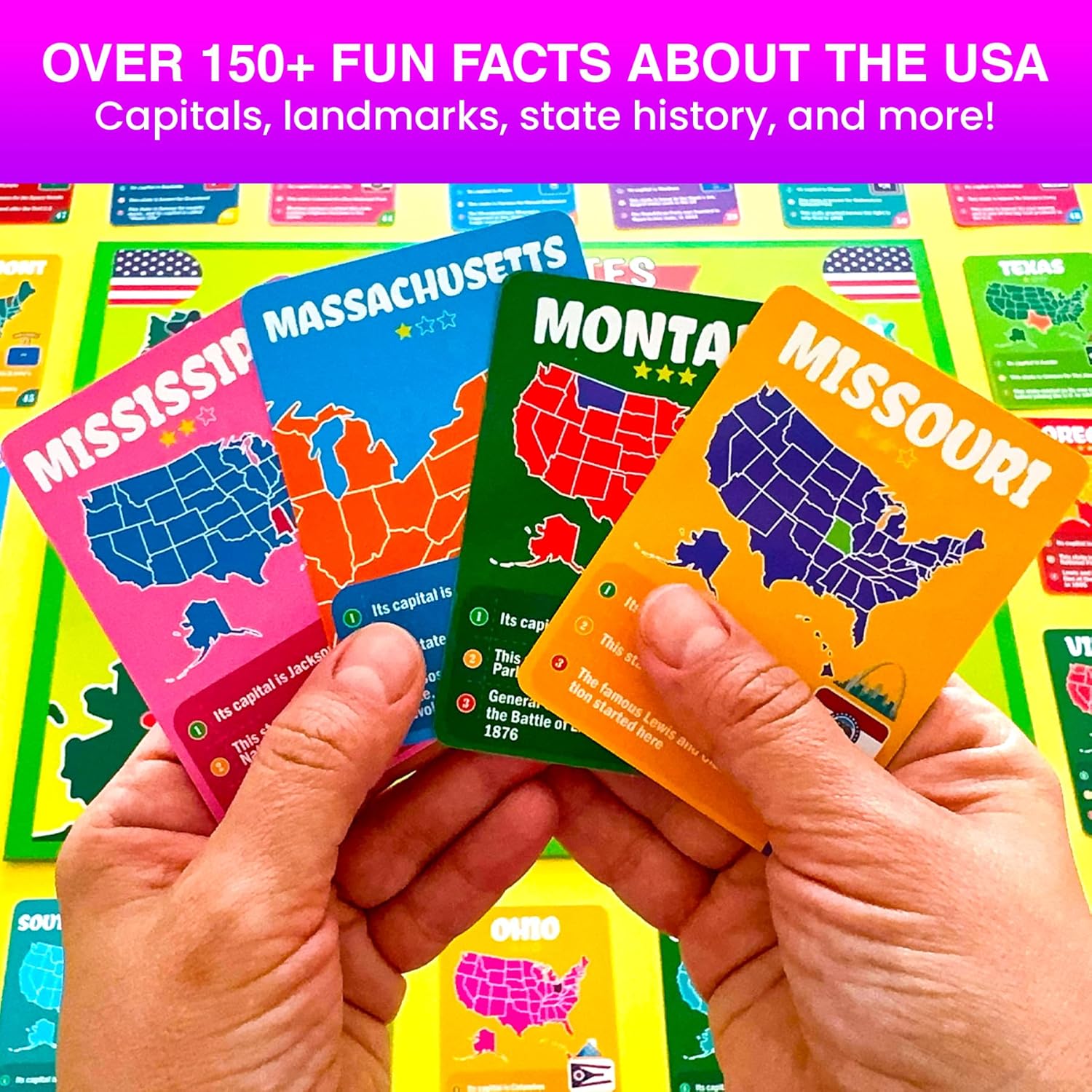 Quokka Board Game for Kids Ages 8-12 - Learn US States, Capitals, Landmarks Trivia Game for Kids