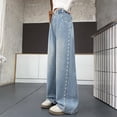 thumbnail image 4 of Girls' Jeans Denim Elastic Wasit Wide Leg Baggy Loose Soft Kids Clothes Size 9-10 Years, 4 of 8