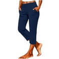 thumbnail image 7 of BLVB Women Fold over Capri Pants Low Rise Workout Yoga Leggings Stretch Soft Lounge Cropped Capris with Pockets, 7 of 7