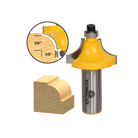 Yonico Round Over Beading Edging Router Bit - 3/8" Radius - 1/2" Shank 13174