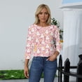 thumbnail image 2 of HAVUITYY Easter Printed Women's Sweaters, 3/87 Sleeve Crew Neck Womens Tops, Spring Going Out Easter Shirts for Women Wear & Gifts, 2 of 5