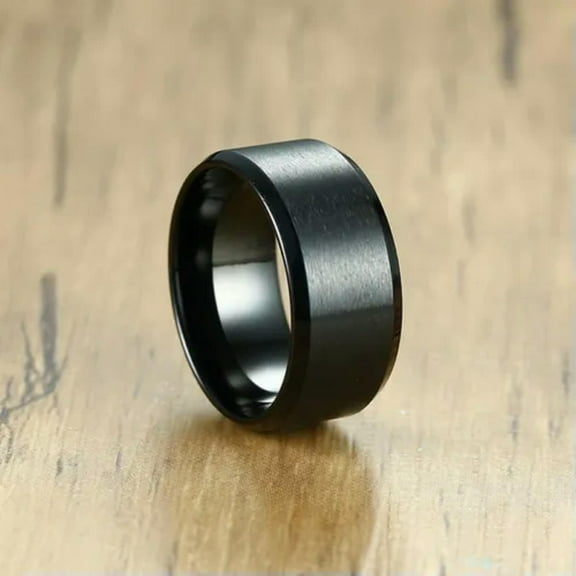 10mm Stainless Steel Matte Ring For Male Men's Wedding Band Silver/Black Sz 9-13