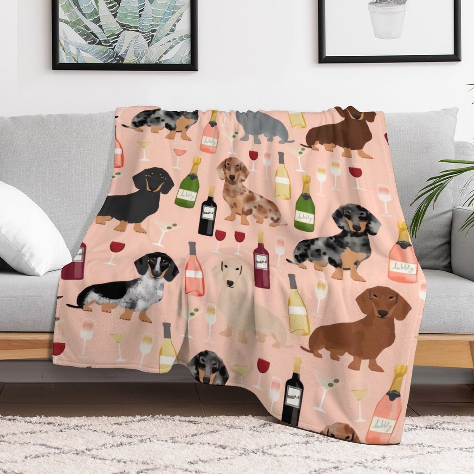 Dachshund Doxie Dachsie Champagne Wine Cocktails Dog Breed The Full Collection of Flannel Blanket Lightweight Cozy Bed Blankets Soft Throw Blanket Fit Couch Sofa for Kids Adults 40"×50"