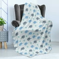 thumbnail image 4 of Animal Soft Flannel Fleece Throw Blanket, Continued Illustration of Large Animals Print with Dotted Heart Shapes, Cozy Plush for Indoor and Outdoor Use, 70" x 90", Blue and Blue Grey, by Ambesonne, 4 of 5