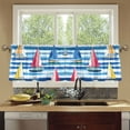 thumbnail image 4 of Yayeee Kitchen Curtains Tier Set of 2 Light Filtering 57"x24" Over Sink Window Panels, Green Sailboats, 4 of 7