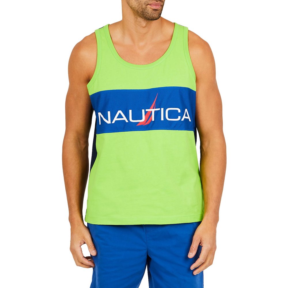 Nautica Nautica Mens Colorblock Logo Tank Top limesurf L Walmart