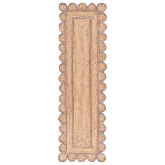 SAFAVIEH Natural Fiber Javier Solid Runner Rug, Natural/Grey, 2'3" x 8'