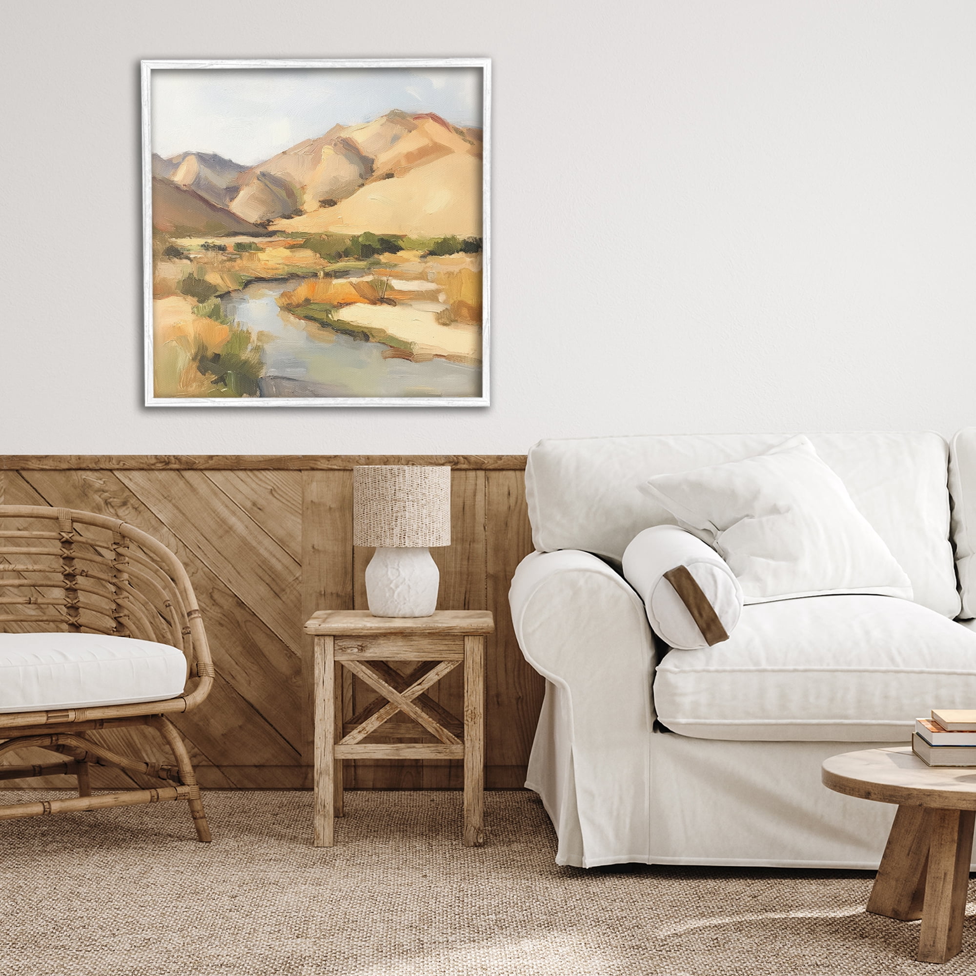 Stupell Industries Wispy Desert River White Framed Giclee Art, design by Petal Prints Design