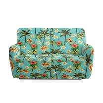 Jiueut Palm Tree Plumeria Hibiscus Print 6 Pieces Recliner Slipcover, Stain Resistant Recliner Chair Covers Breathable 2 Seat Reclining Cover with Storage Pockets
