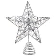 thumbnail image 2 of Decoración para Árbol de Navidad JOYIN Estrella Plateada con Purpurina y Luz LED, 2 of 10