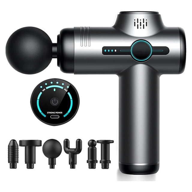 Mini Pistola de Masaje Ultrasilenciosa, Masajeador de Tejido Profundo para Deportistas, 3200 RPM, 6 Velocidades, Recargable por USB-C