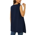 thumbnail image 4 of Uvplove Women's Summer Sleeveless Soft Knit Cardigan with Pockets High Low Drape Front Open Cardigan Blouse,Navy_Blue,S, 4 of 9