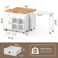 thumbnail image 3 of Noelse Kitchen Islands with Extendable Dining Table, 75" Mobile Kitchen Storage Islands, Rolling Kitchen Cart with 3 Drawers & Towel Rack (White), 3 of 10